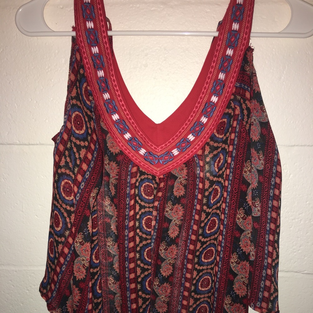 Aztec tank top with shoulder out sleeves